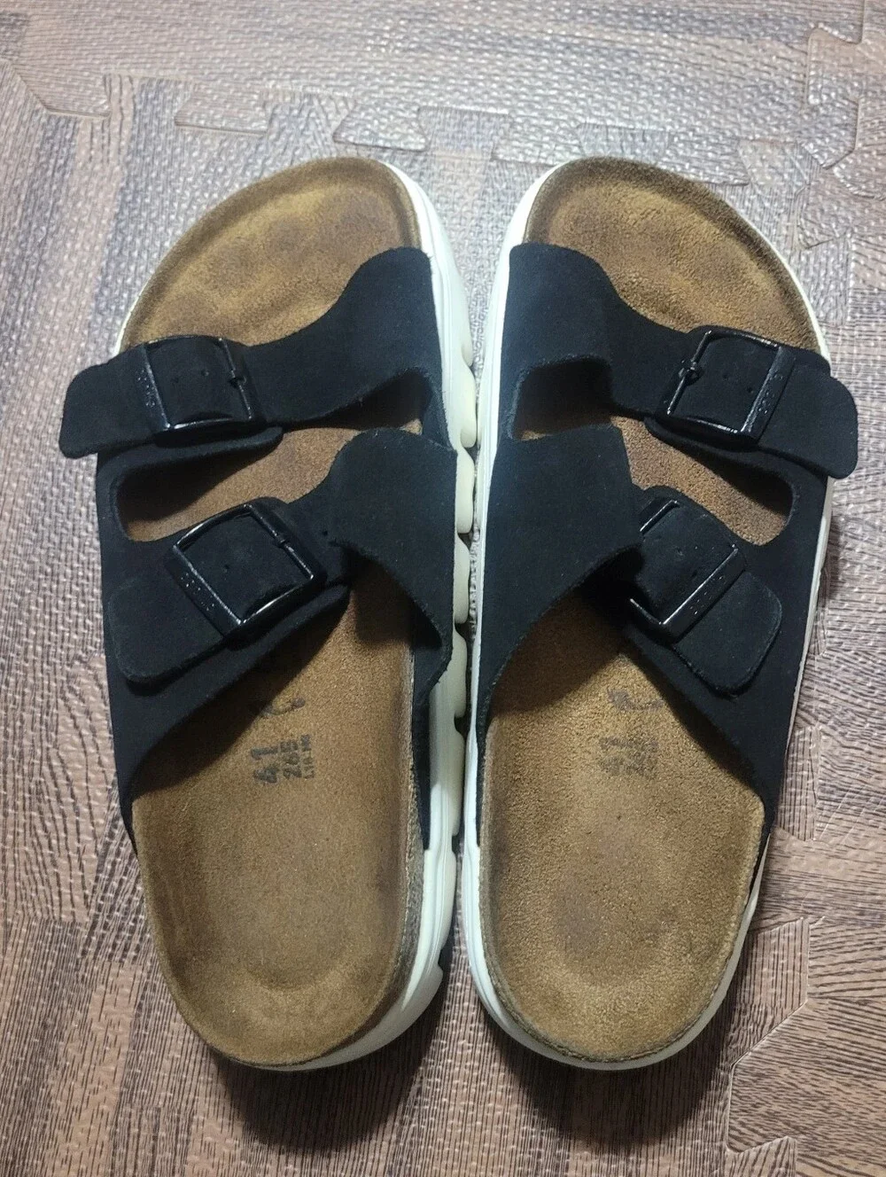 Birkenstocks Arizona Papillio Chunky Suede Leather Sandals In black Sz 10  EU 41